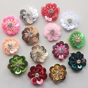 Sequin Crystal Beaded Flower Applique cloth stickers DIY garment accessories decorative Party cloth hair bag accessory supply