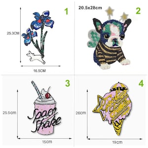 Sequins Beaded Fabric Flower ice cream Dog Applique cloth Patch applique DIY garment accessories Jacket cloth