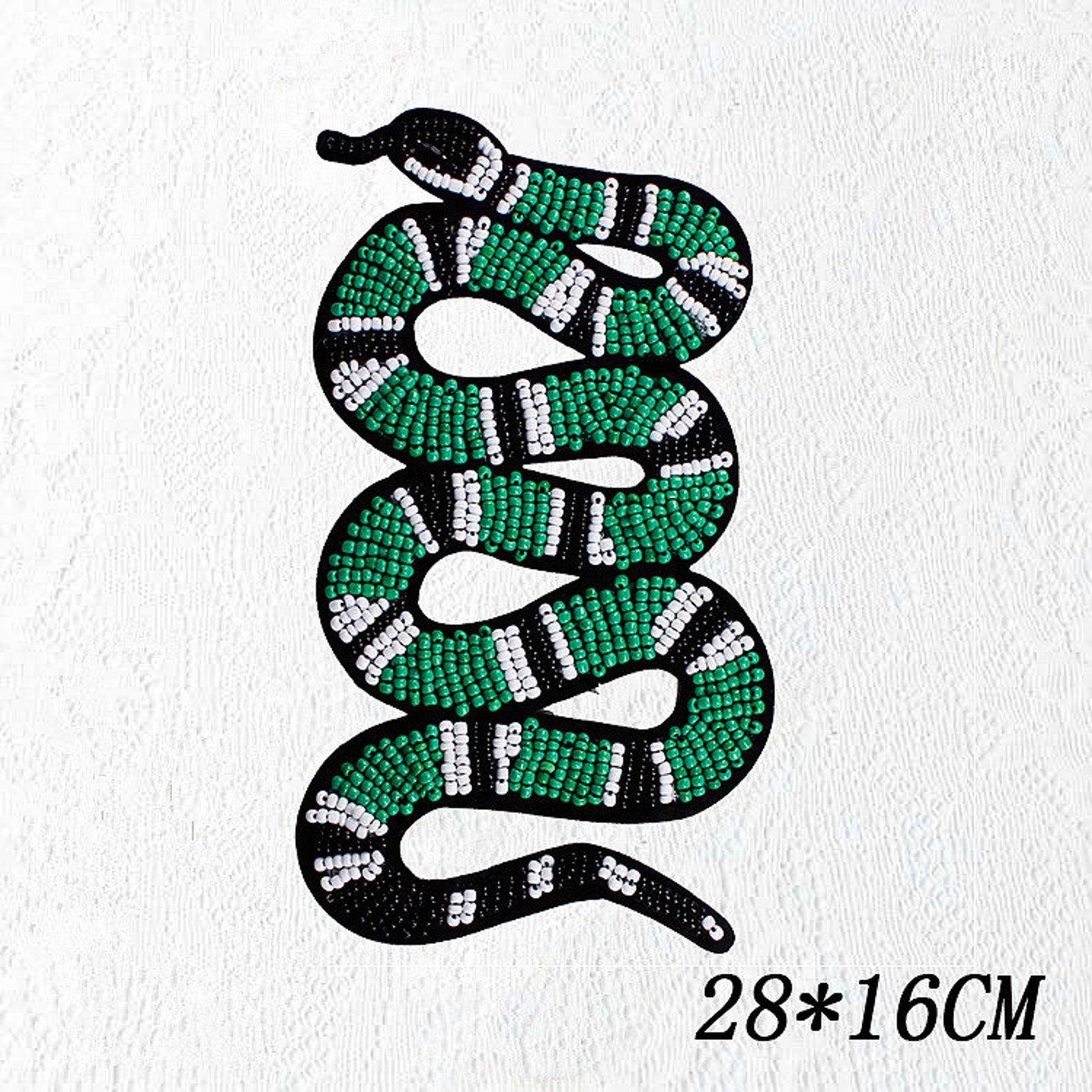 16x28cm Beaded Big Green Snake Applique Striped Snake Animal Etsy