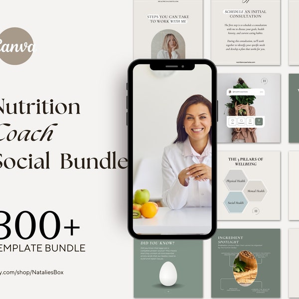 340 Nutrition Coach, Health Coach, Canva Social Media Facebook, Instagram Template, Holistic Nutritionist, Dietician, Health and Wellness