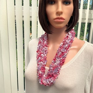 Dainty Pink Infinity Scarf, Lightweight Polyester, Delicate Accessory