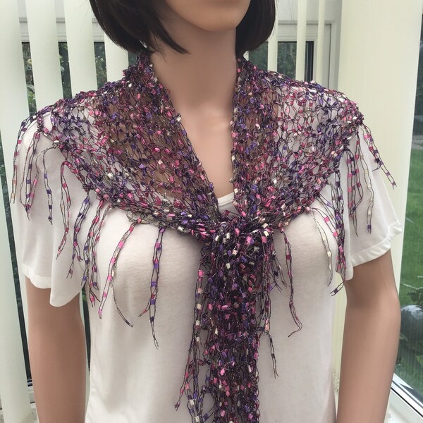 Shimmery, purple shades scarf, that will enhance any outfit or occasion. An affordable, versatile accessory, smart wear, gift for lady,