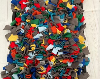 Fleece Snuffle Mat: Dog Training Treat Game, Grey Multi Shades