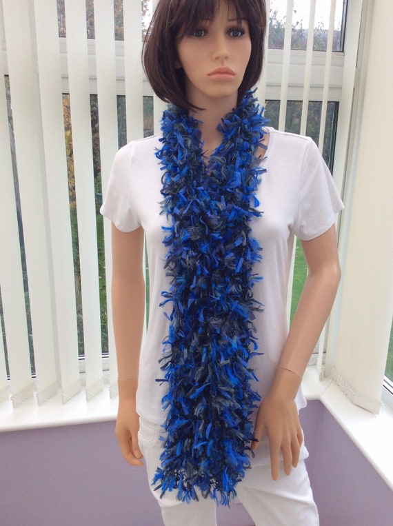 Long Boa Scarf in Blue Shades Soft Gentle and Very - Etsy