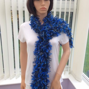 Long boa scarf in blue shades, soft, gentle and very affordable, versatile boa scarf, blue fashion scarf, ladies stylish scarf, evening wear