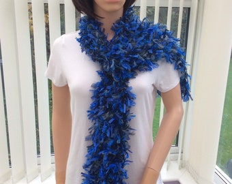 Long boa scarf in blue shades, soft, gentle and very affordable, versatile boa scarf, blue fashion scarf, ladies stylish scarf, evening wear