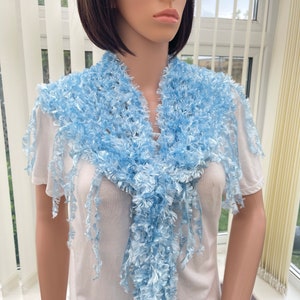 Baby blue scarf, soft, gentle & very pretty, a stunning accessory for any lady, fashionable in blue, light colour scarf, sky blue accessory,