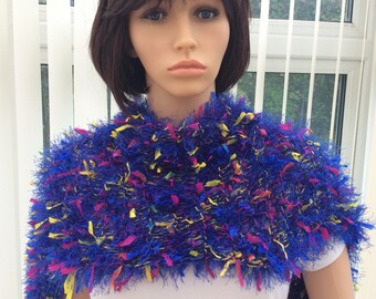 Long, Smart, Blue Boa Ribbon Scarf, Soft, Stylish & Very
