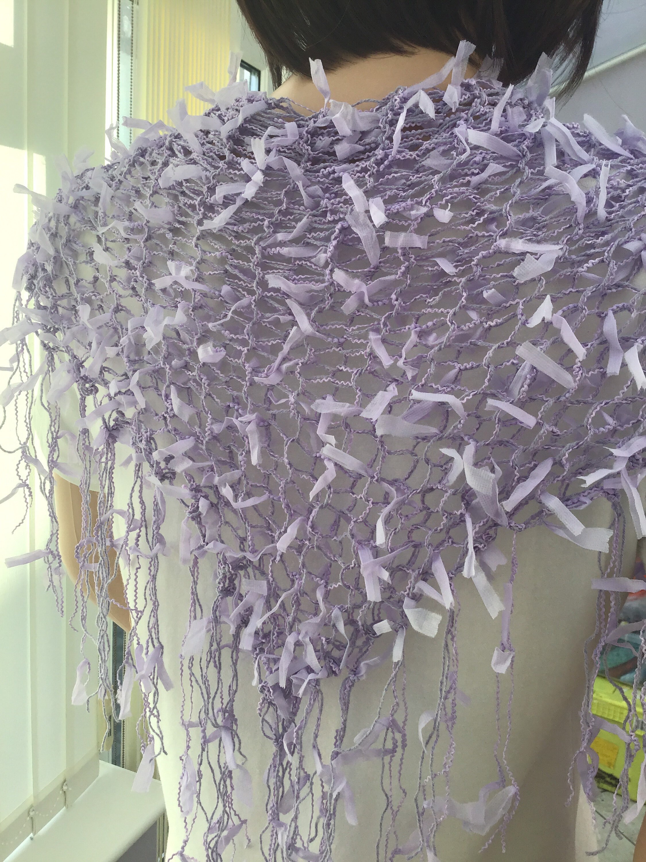 Pale Lilac Scarf in a Beautiful Ribbon Thread Thats Both | Etsy