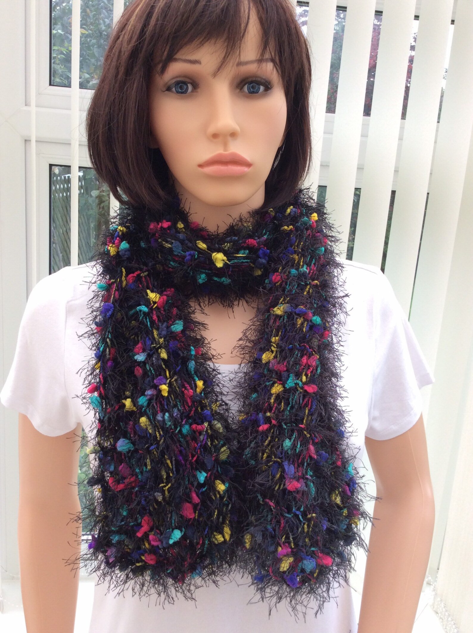 Black boa scarf fun scarf for party ribbon thread scarf fun Etsy