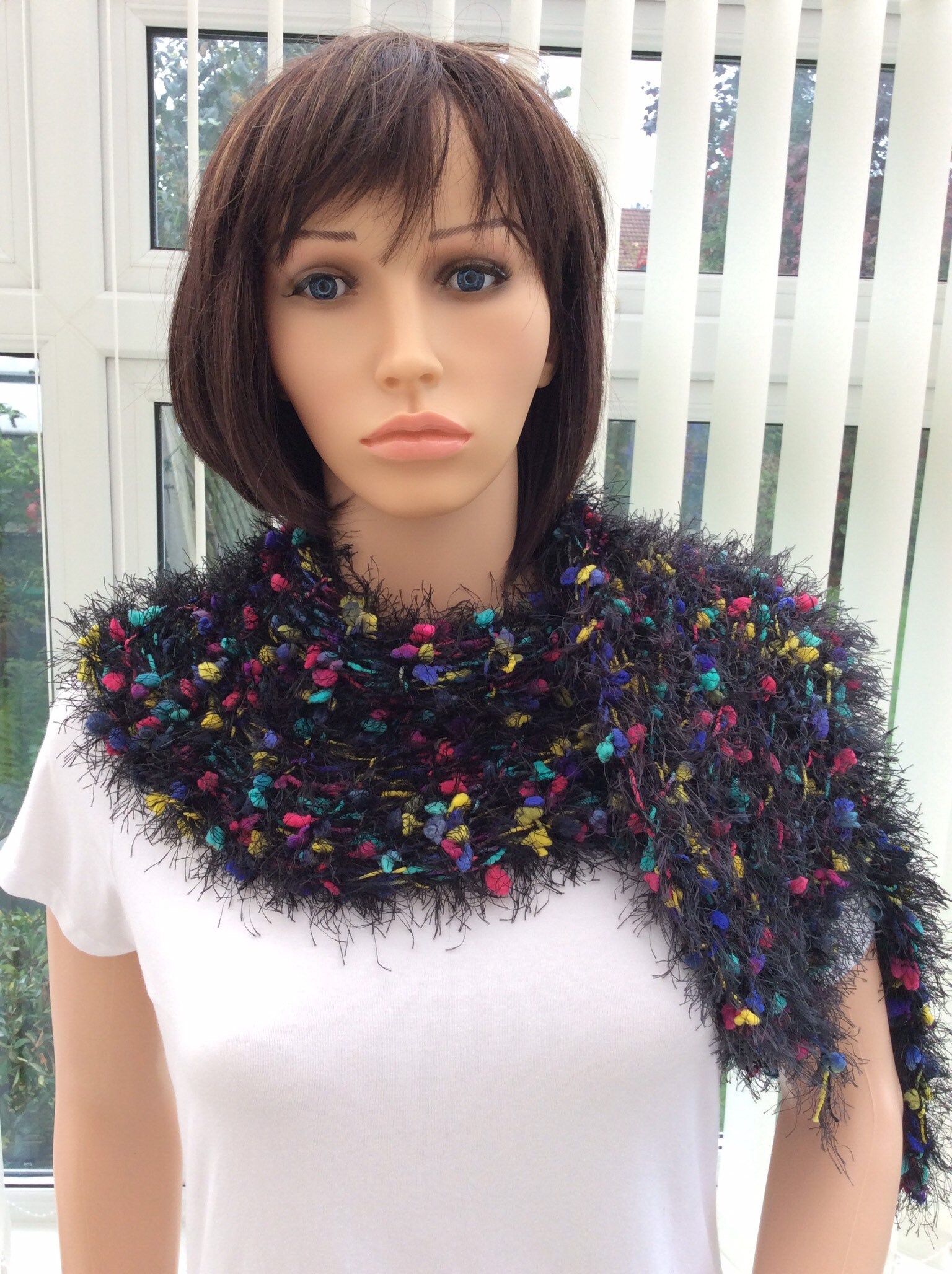 Black boa scarf fun scarf for party ribbon thread scarf fun Etsy