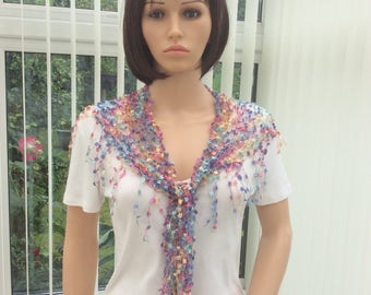 Écharpe en polyester multicolore : rose, lavande, turquoise - Accessoire d'été
