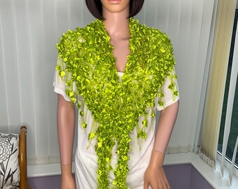 Metallic Green Party Shawl: Lurex Thread Dressy Wrap