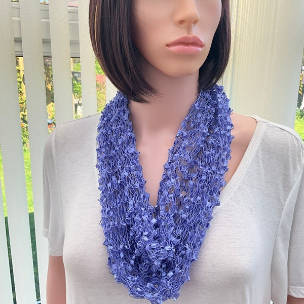 Pretty circle scarf, light cowl scarf, gift for a lady, affordable present, rich lavender colour, neat cowl scarf, small neck scarf, gift,
