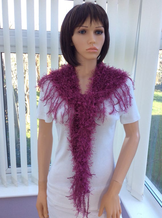 Plum Fringe Scarf: Soft Mauve Polyester Neck Wear
