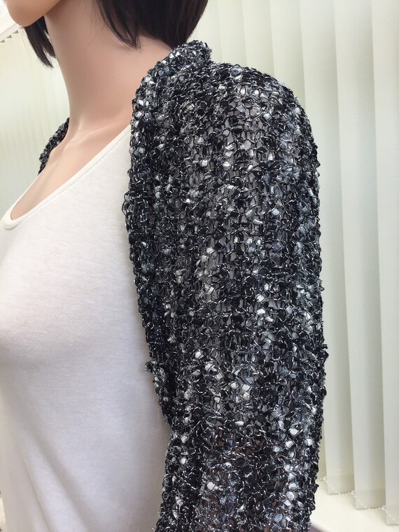 Pretty Black and Silver Shrug Size 8-12 