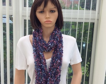 Blue & Pink Lurex Sparkle Infinity Scarf