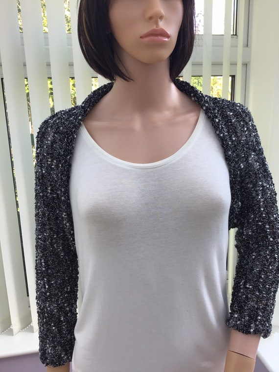 Pretty Black and Silver Shrug Size 8-12 