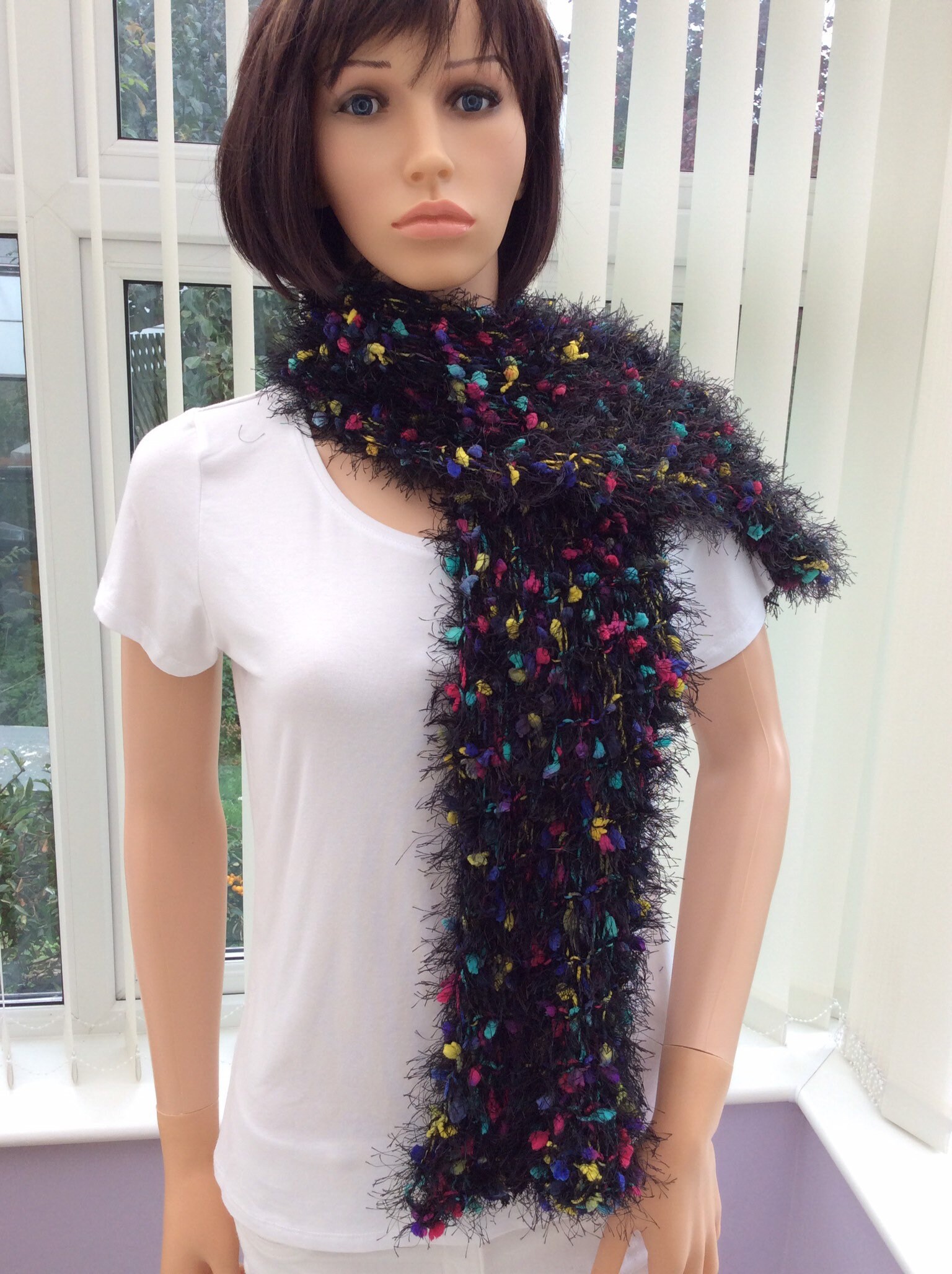 Black boa scarf fun scarf for party ribbon thread scarf fun Etsy