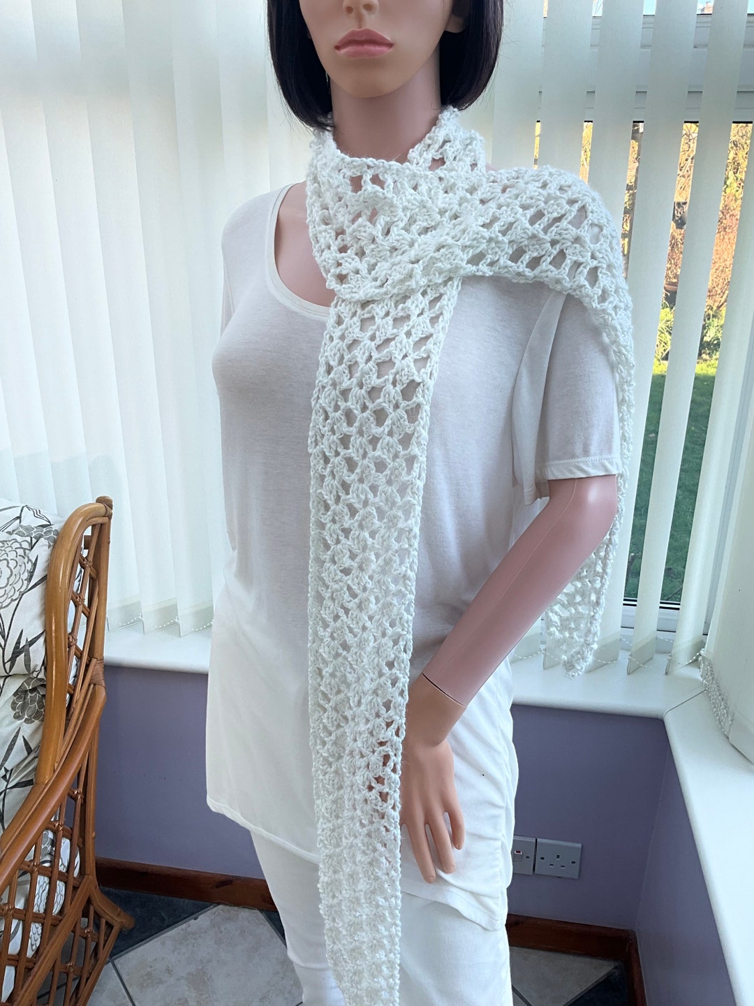Sage & Cream Stripe Kerchief Scarf