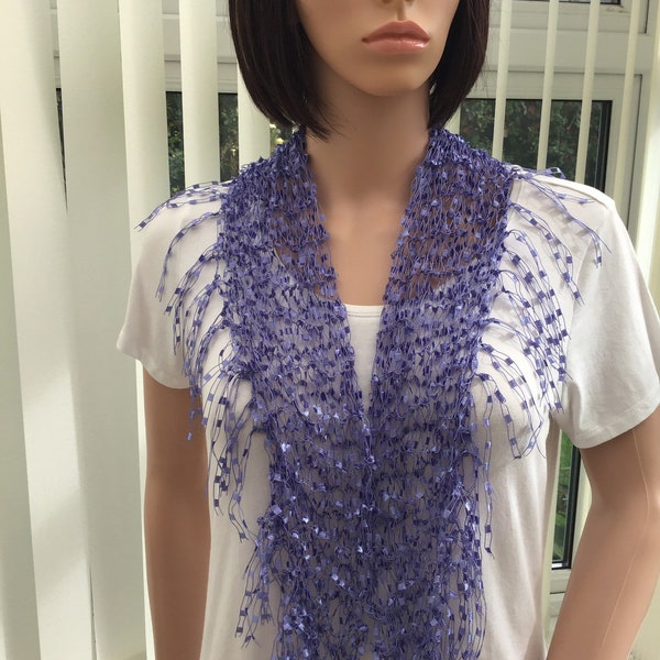 A pretty scarf in a lavender colour, a charming accessory,  perfect for white or cream, pretty scarf for her, versatile easy style, smart,