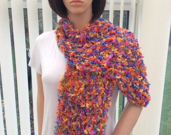Rainbow Colourful Acrylic Scarf: Soft Long Multicolor Accessory