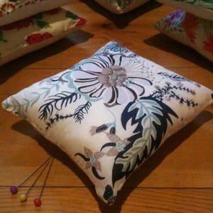 Pin Cushion, handmade with Liberty fabrics, Aquatic Bloom