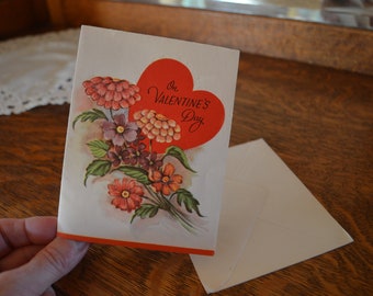 Vintage Valentine Card, Unused, Paper Ephemera, 1950s Valentines, Canada, Antique Greeting Card, French Fold, Gift for Her, Gift for Him