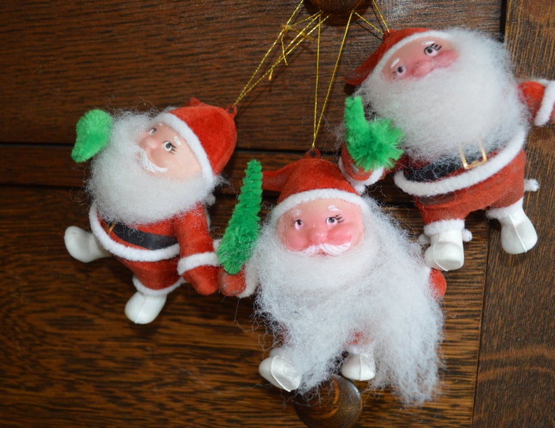 Vintage Santa Ornaments Flocked Christmas Tree Decorations | Etsy