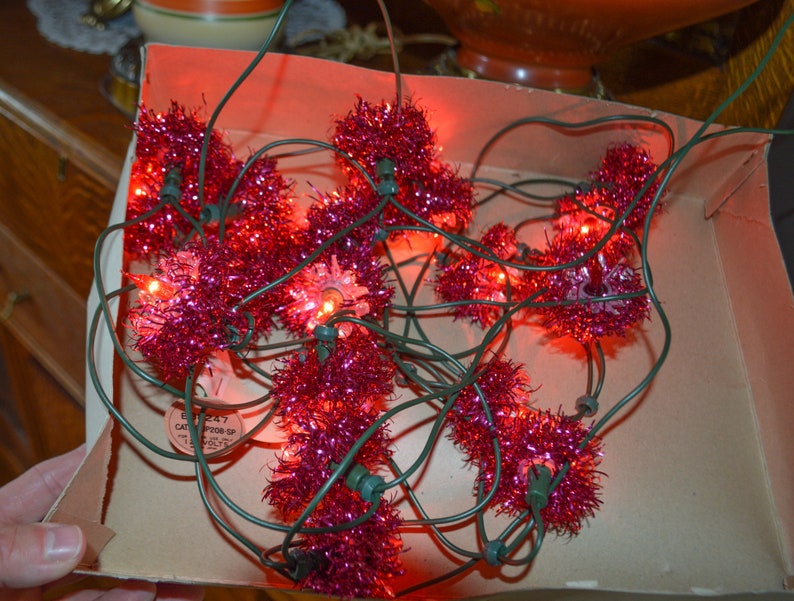 Vintage Christmas Light String Merry Midget Tinsel Lights 19 Etsy Canada
