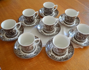 Sold Individually, Vintage Romantic England Teacups & Saucers, J G Meakin, Ironstone Transferware