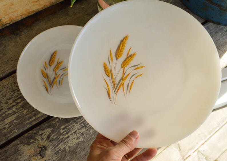 Vintage Fire King Plates Sheaves of Wheat Pattern Mid Etsy