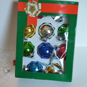 Vintage Boxed Christmas Ornaments, Mercury Glass Balls, 1960s, Set of 10, Mid Century, Christmas Baubles, Gift for Her, Gift for Him