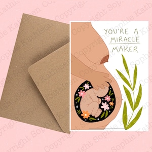 Carte de voeux écologique recyclée A6 pour bébé avec enveloppe « Vous êtes un faiseur de miracles » Félicitations pour votre carte de grossesse/carte de grossesse