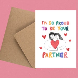 Carte d'amour LGBTQ+ A6 avec enveloppe / Carte de Saint-Valentin gay / Carte d'amour queer / Carte d'anniversaire gay