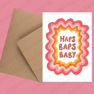 Glückwunschkarte zum Geburtstag mit Umschlag / Haps Baps Baby / Geburtstagskarte / Recycling-Karte / Regenbogen-Karte