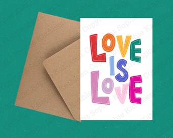 Love is Love Card | LGBTQ+ Pride, Recycled A6