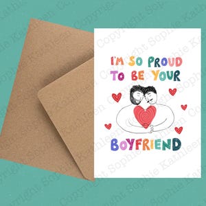 Carte de voeux écologique LGBTQ+ A6 Carte d'amour de la fierté gaie avec enveloppe / Carte de Saint-Valentin gay / Carte d'amour queer / Carte d'anniversaire gay
