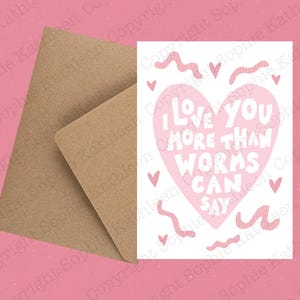 Lieb mich, wenn ich ein Wurm war Valentinstag Öko-Grußkarte mit Umschlag / Valentinstag / Galentines Tag / platonische Liebeskarte