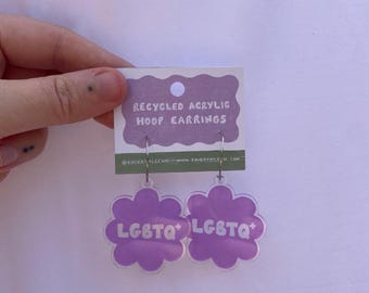 Purple Queer Heart Earrings: Recycled Plastic LGBTQ+ Jewelry