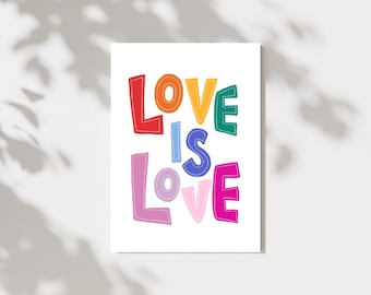 Love is love art print/ Lesbian pride art / Queer pride  / Pride art / LGBTQ+ pride / Gay pride art print