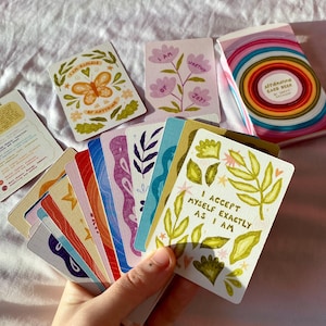 Illustrated affirmation card deck / Positive affirmations/ Affirmation art / Illustrated cards