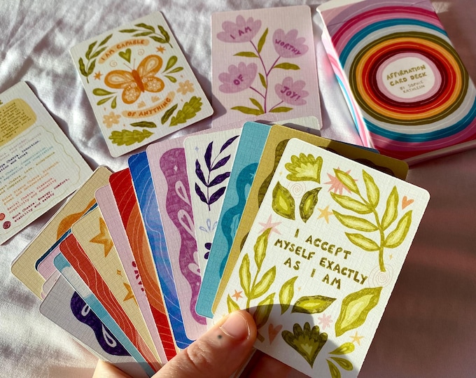 Illustrated Affirmation Card Deck: Positive Affirmation Cards