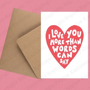 Recycelte Grußkarte A6 ‘I love you more thanwundern’ mit Umschlag / Valentins-/Galentinstag-/Jubiläumskarte