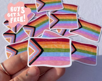 Progressive Pride Flag Sticker: LGBTQ+ Water Resistant Vinyl Decal