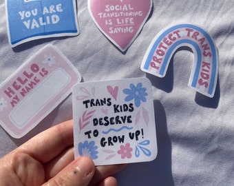 Trans rights charity sticker pack / waterproof stickers / vinyl stickers / trans rights