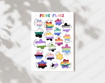 LGBTQ Pride Flags Art Print: Colorful Queer Flags Poster