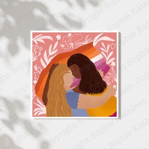 Sapphic Pride Art Print: Lesbian Couple Portrait