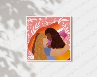 Sapphic Pride Art Print: Lesbian Couple Portrait