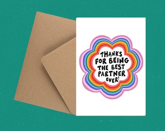 Best partner ever eco greetings card A6 with envelope / I love you card / Valentine’s Day /Galentines day / Anniversary card / LGBTQ card